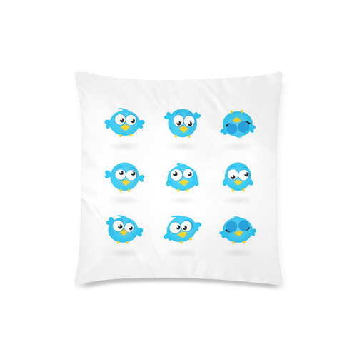 Original Blue birds collection : Original hand-drawn Birds in various Poses Custom Zippered Pillow Case 18"x18"(Twin Sides)