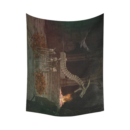 Dragon meet his Zombie Friends Cotton Linen Wall Tapestry 80"x 60"