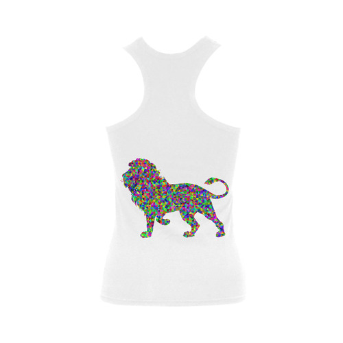 Abstract Triangle Lion White Women's Shoulder-Free Tank Top (Model T35)