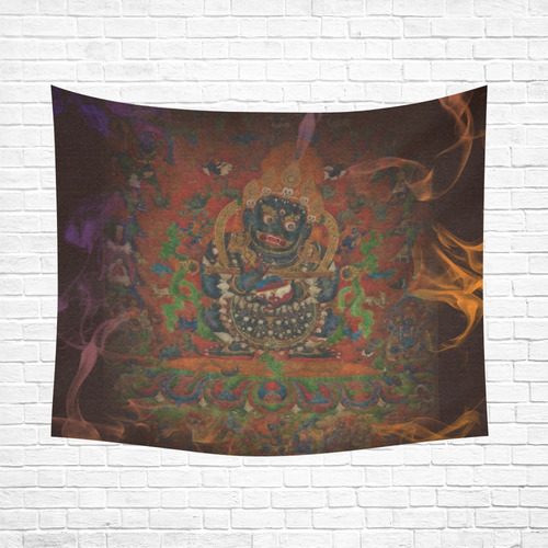 Tibetan Buddhism Mahakala Cotton Linen Wall Tapestry 60"x 51"