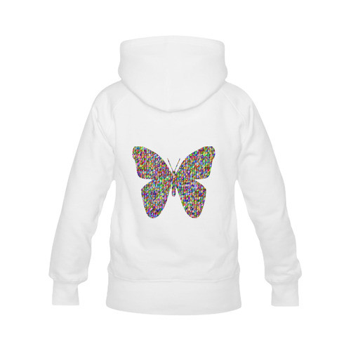 Abstract Triangle Butterfly White Women's Classic Hoodies (Model H07)