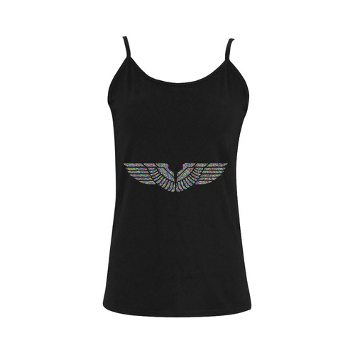 Abstract Triangle Eagle Wings Black Women's Spaghetti Top (USA Size) (Model T34)