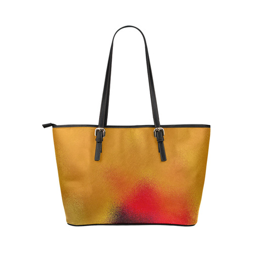 Orange cirkle leather tote bag Leather Tote Bag/Large (Model 1651)