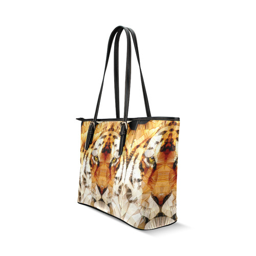 abstract tiger Leather Tote Bag/Large (Model 1640)