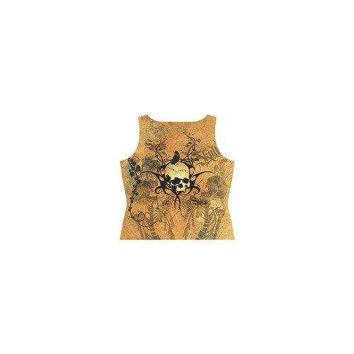 Awesome skull with tribal Sleeveless Splicing Shift Dress(Model D17)