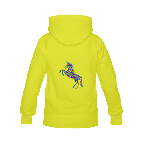 Abstract Triangle Unicorn Yellow Women's Classic Hoodies (Model H07)