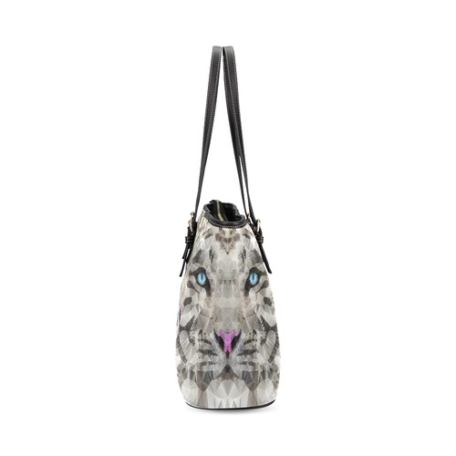 white tiger Leather Tote Bag/Large (Model 1640)