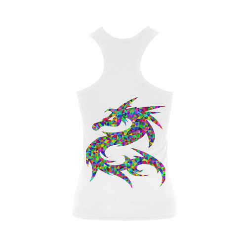 Abstract Triangle Dragon White Women's Shoulder-Free Tank Top (Model T35)