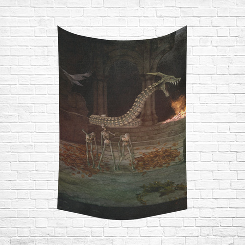 Dragon meet his Zombie Friends Cotton Linen Wall Tapestry 60"x 90"