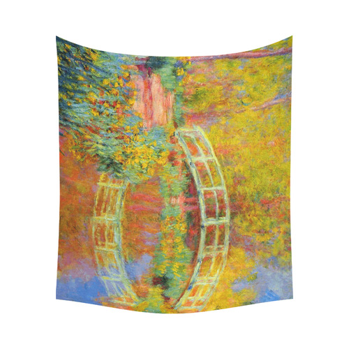 Monet Japanese Bridge Reflection Cotton Linen Wall Tapestry 60"x 51"