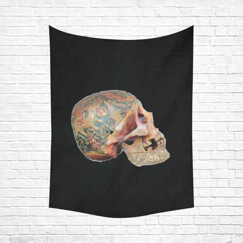 Colored Human Skull Cotton Linen Wall Tapestry 60"x 80"