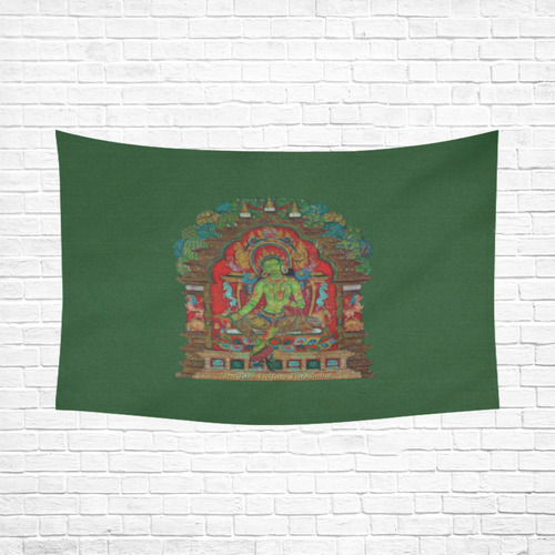 Green Tara from Tibetan Buddhism Cotton Linen Wall Tapestry 90"x 60"