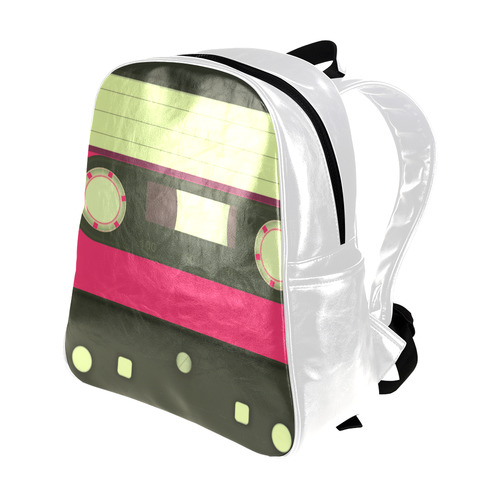 Pink Cassette Tape Multi-Pockets Backpack (Model 1636)
