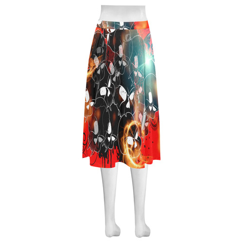 Awesome skulls Mnemosyne Women's Crepe Skirt (Model D16)