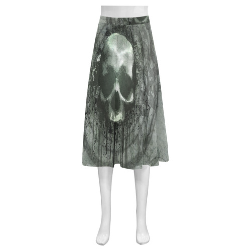 Awesome skull with bones and grunge Mnemosyne Women's Crepe Skirt (Model D16)