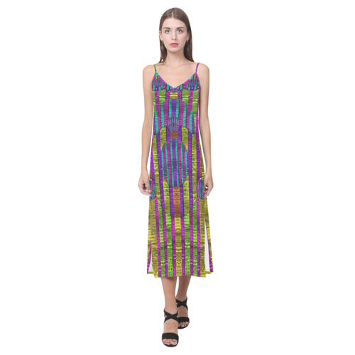 Our world filled of wonderful colors in love V-Neck Open Fork Long Dress(Model D18)