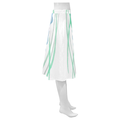 Watercolore JELLY FISH Blue Lilac Green Mnemosyne Women's Crepe Skirt (Model D16)