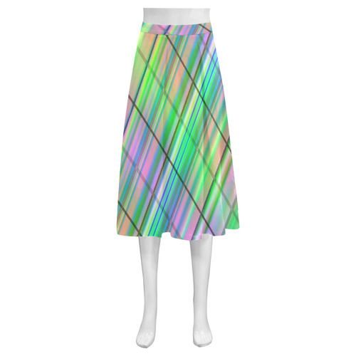 modern plaid 8 Mnemosyne Women's Crepe Skirt (Model D16)
