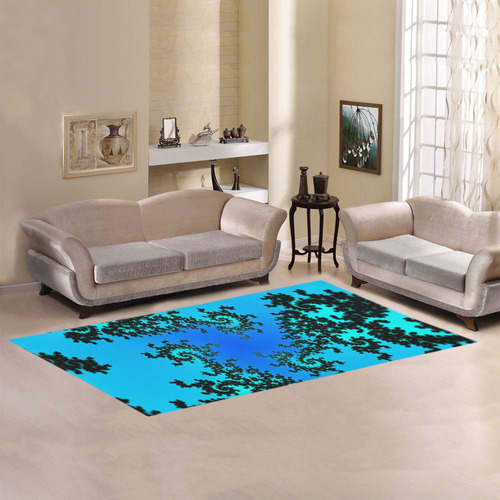 black and blue fractal Area Rug 7'x3'3''