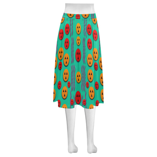 Pumkins dancing in the season pop art Mnemosyne Women's Crepe Skirt (Model D16)