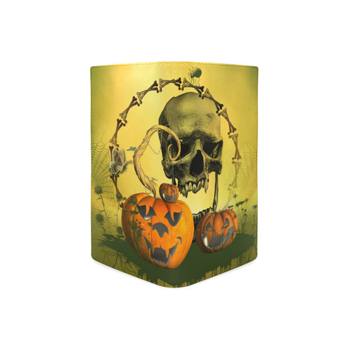 Halloween, funny pumpkins with skull Women's Leather Wallet (Model 1611)