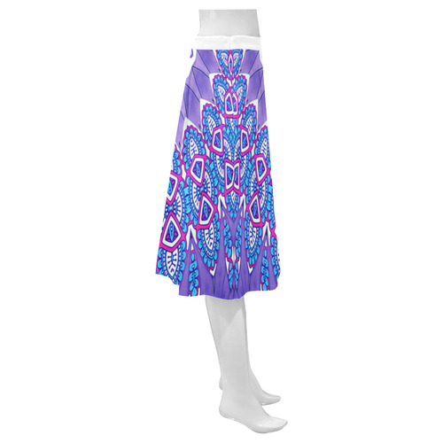 INDIA Patterns MANDALA BALL Blue Pink White Mnemosyne Women's Crepe Skirt (Model D16)