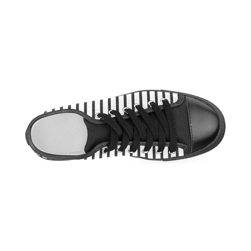 Narrow Black Flat Stripes Pattern Women's Classic Canvas Shoes (Model 018)