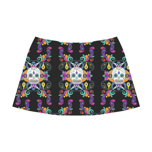 Día De Los Muertos Skulls Ornaments multicolored Mnemosyne Women's Crepe Skirt (Model D16)