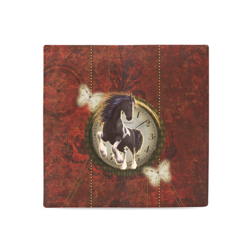 Wonderful horse on a clock Women's Leather Wallet (Model 1611)