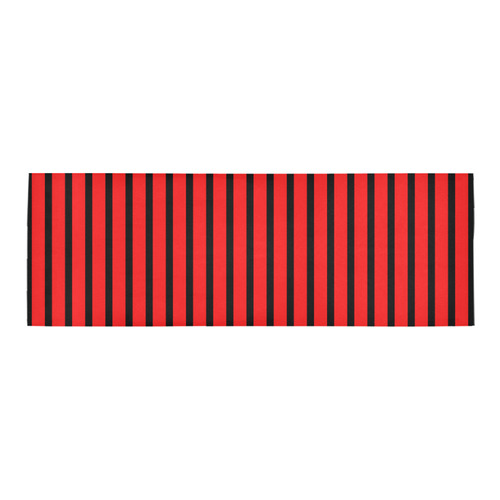 Narrow Black Flat Stripes Pattern Area Rug 9'6''x3'3''