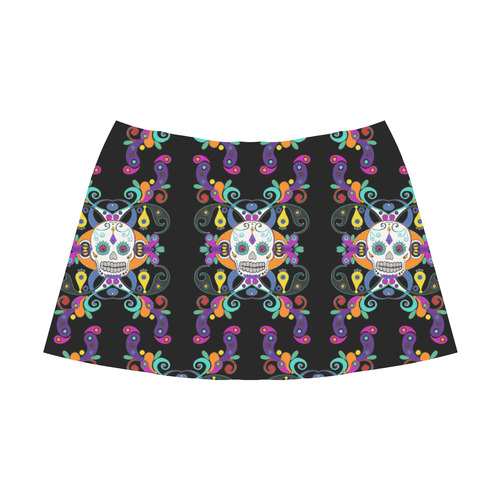 Día De Los Muertos Skulls Ornaments multicolored Mnemosyne Women's Crepe Skirt (Model D16)