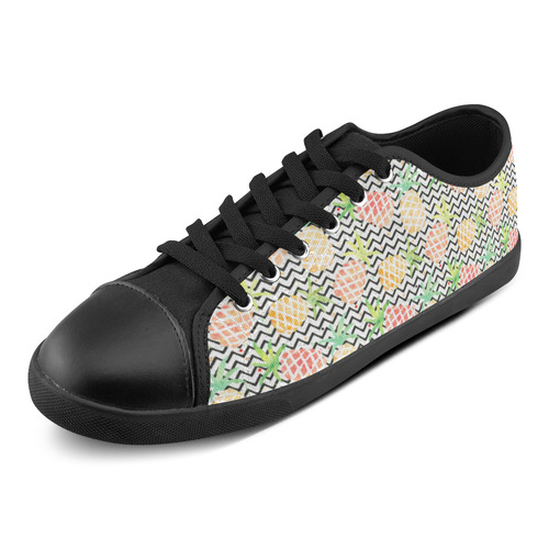 watercolor pineapple Canvas Shoes for Women/Large Size (Model 016)