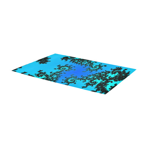 black and blue fractal Area Rug 7'x3'3''