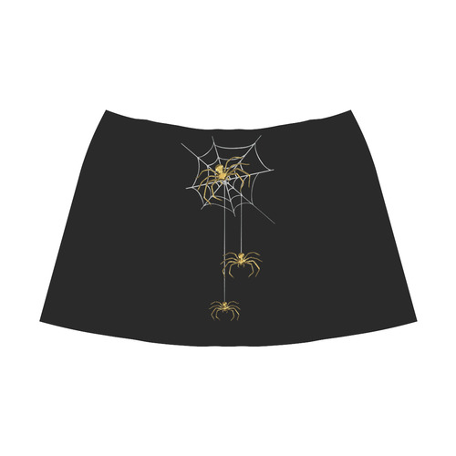 Spiders in the Cobweb Contour Gold Silver Mnemosyne Women's Crepe Skirt (Model D16)