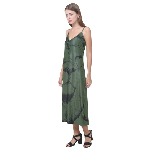 LION JUNGLE II V-Neck Open Fork Long Dress(Model D18)