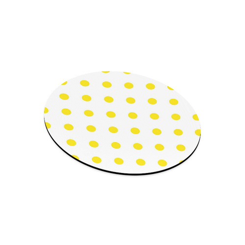 Circle Mouse pad with yellow and white design : Inspired with 60s Round Mousepad