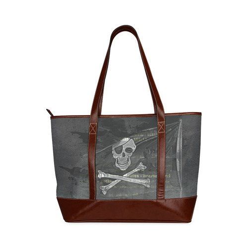 Vintage Skull Pirates Flag Tote Handbag (Model 1642)