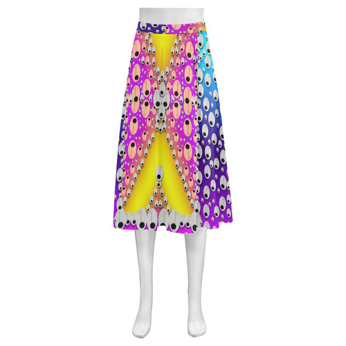 Music Tribute In the sun Peace and Popart Mnemosyne Women's Crepe Skirt (Model D16)