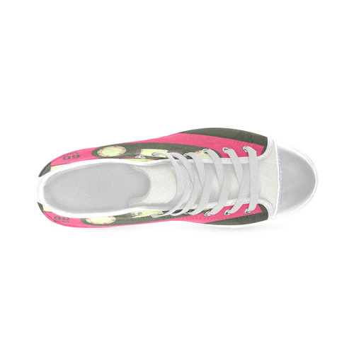 Pink Cassette Tape Women's Classic High Top Canvas Shoes (Model 017)