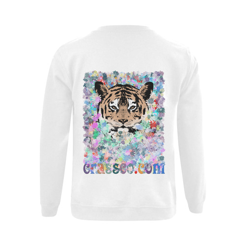 TIGER FLOWERS Gildan Crewneck Sweatshirt(NEW) (Model H01)