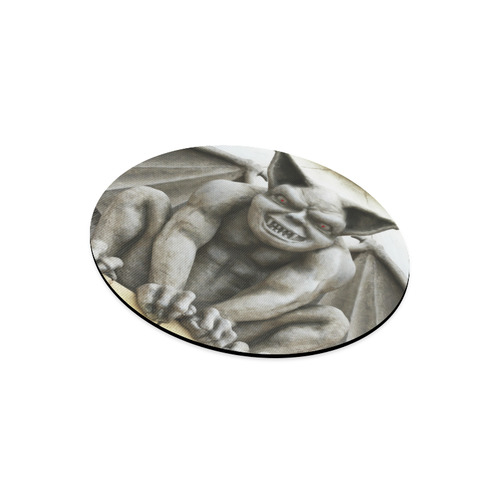 Grotesque Gargoyle with Red Eyes Round Mousepad