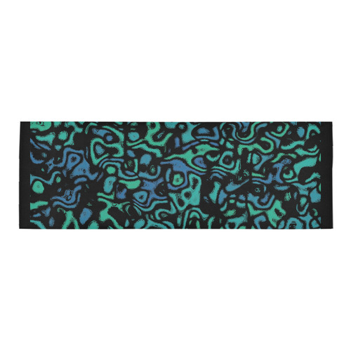 blue and green abstract 4 Area Rug 9'6''x3'3''
