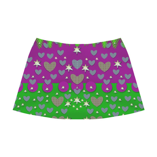 The Brightest sparkling stars Is Love Mnemosyne Women's Crepe Skirt (Model D16)