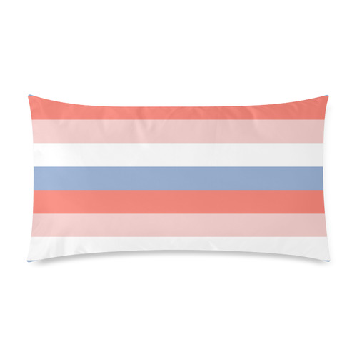 Old - fashion Rosé quartz and Serenity blue designers striped Pillow 60s edition Custom Rectangle Pillow Case 20"x36" (one side)