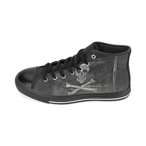 Vintage Skull Pirates Flag Men’s Classic High Top Canvas Shoes /Large Size (Model 017)