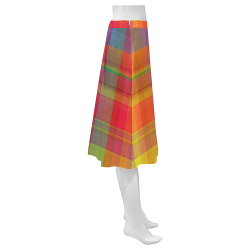 modern plaid, hot colors Mnemosyne Women's Crepe Skirt (Model D16)