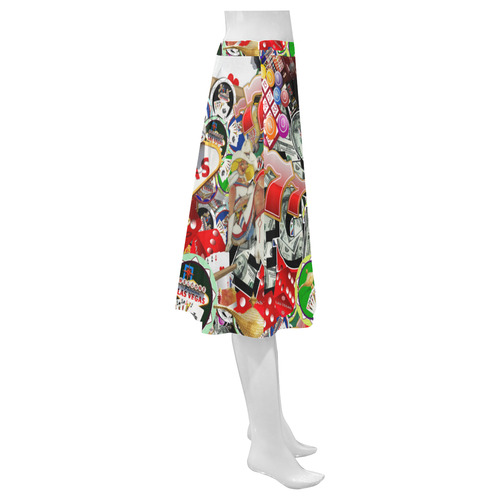 Las Vegas Icons - Gamblers Delight Mnemosyne Women's Crepe Skirt (Model D16)