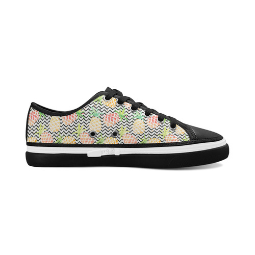 watercolor pineapple Women's Canvas Zipper Shoes/Large Size (Model 001)