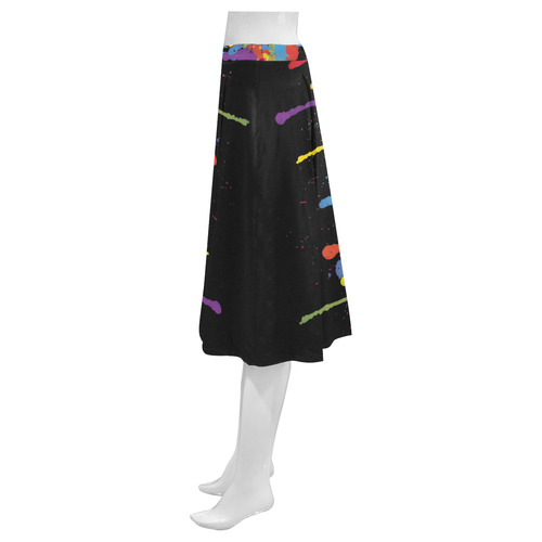 CRAZY multicolored double running SPLASHES Mnemosyne Women's Crepe Skirt (Model D16)