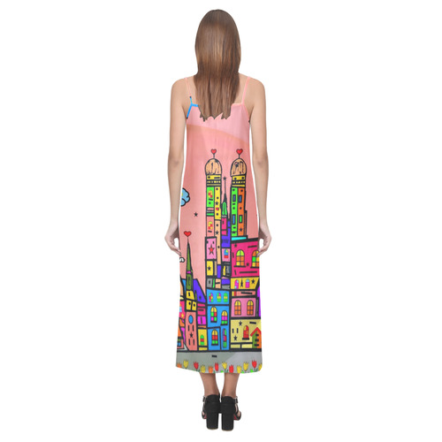 Munich Popart by Nico Bielow V-Neck Open Fork Long Dress(Model D18)